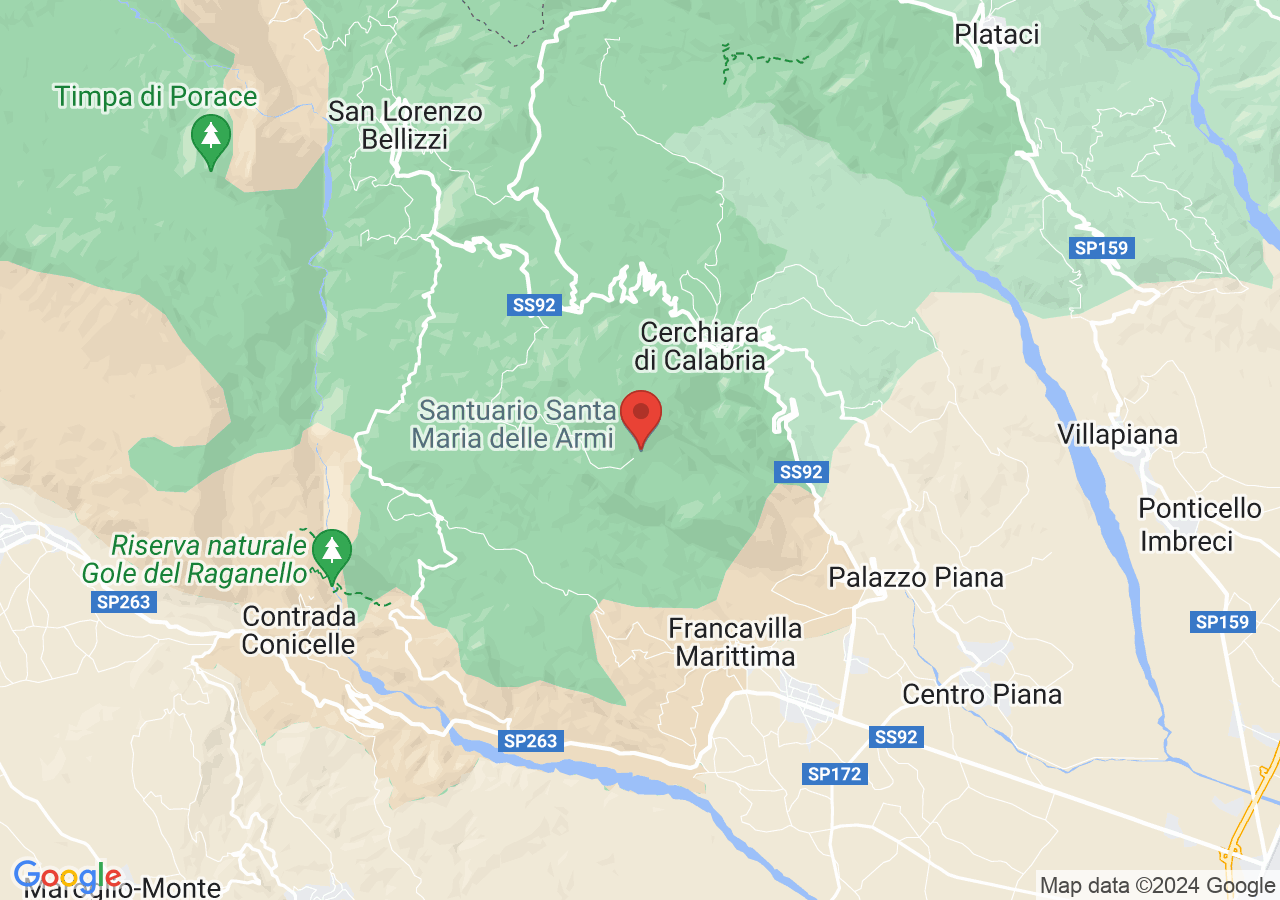 Mappa di Santuario di Santa Maria delle Armi - Cerchiara di Calabria