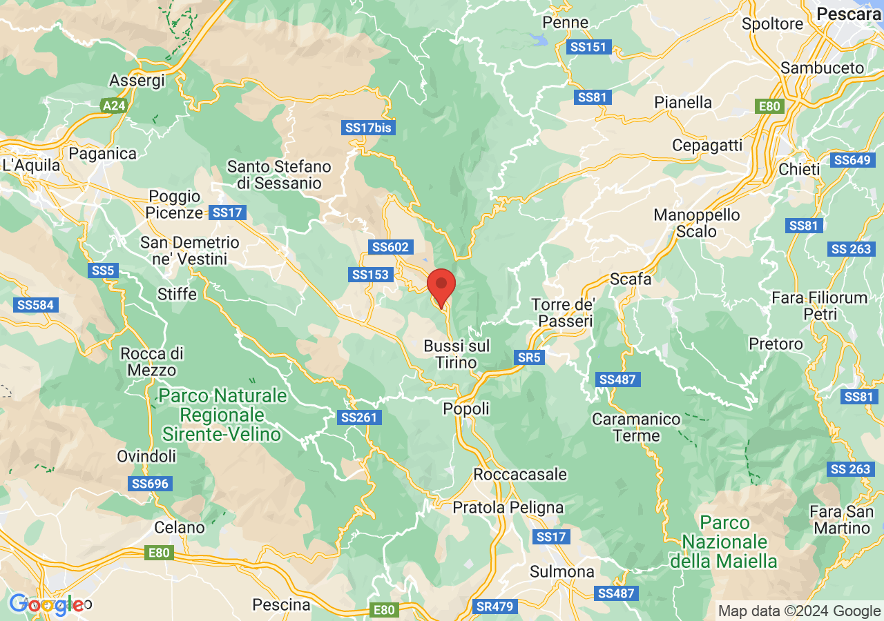 Mappa di Canoa sul fiume Tirino
