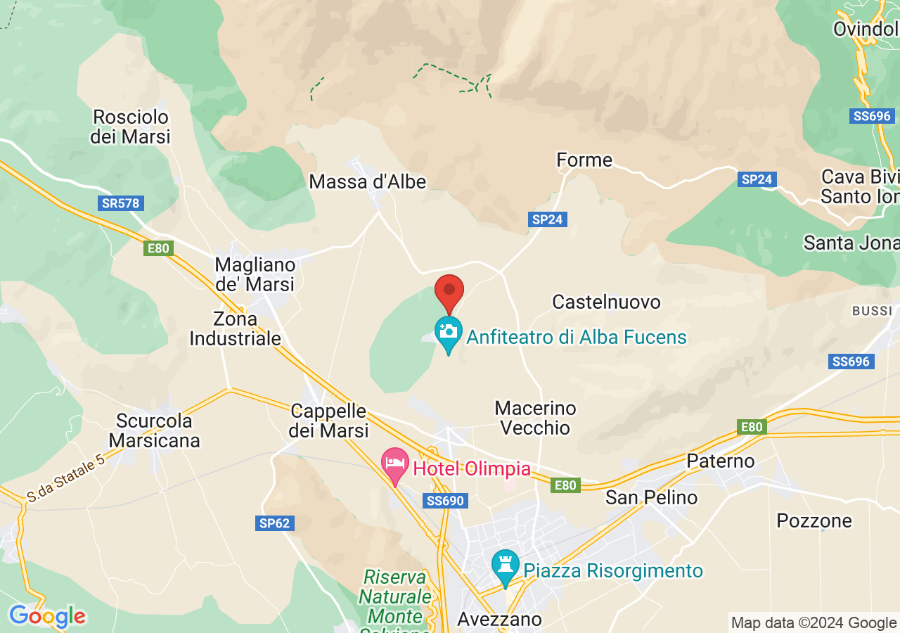 Mappa di Castello Orsini e borgo di Albe vecchia