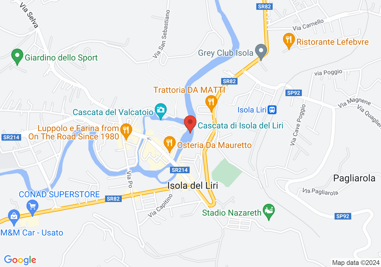 Mappa di Le cascate di Isola del Liri