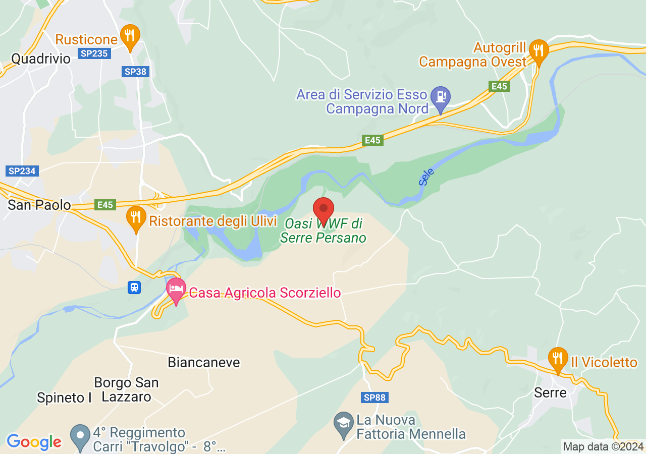 Mappa di Oasi e lago di Persano
