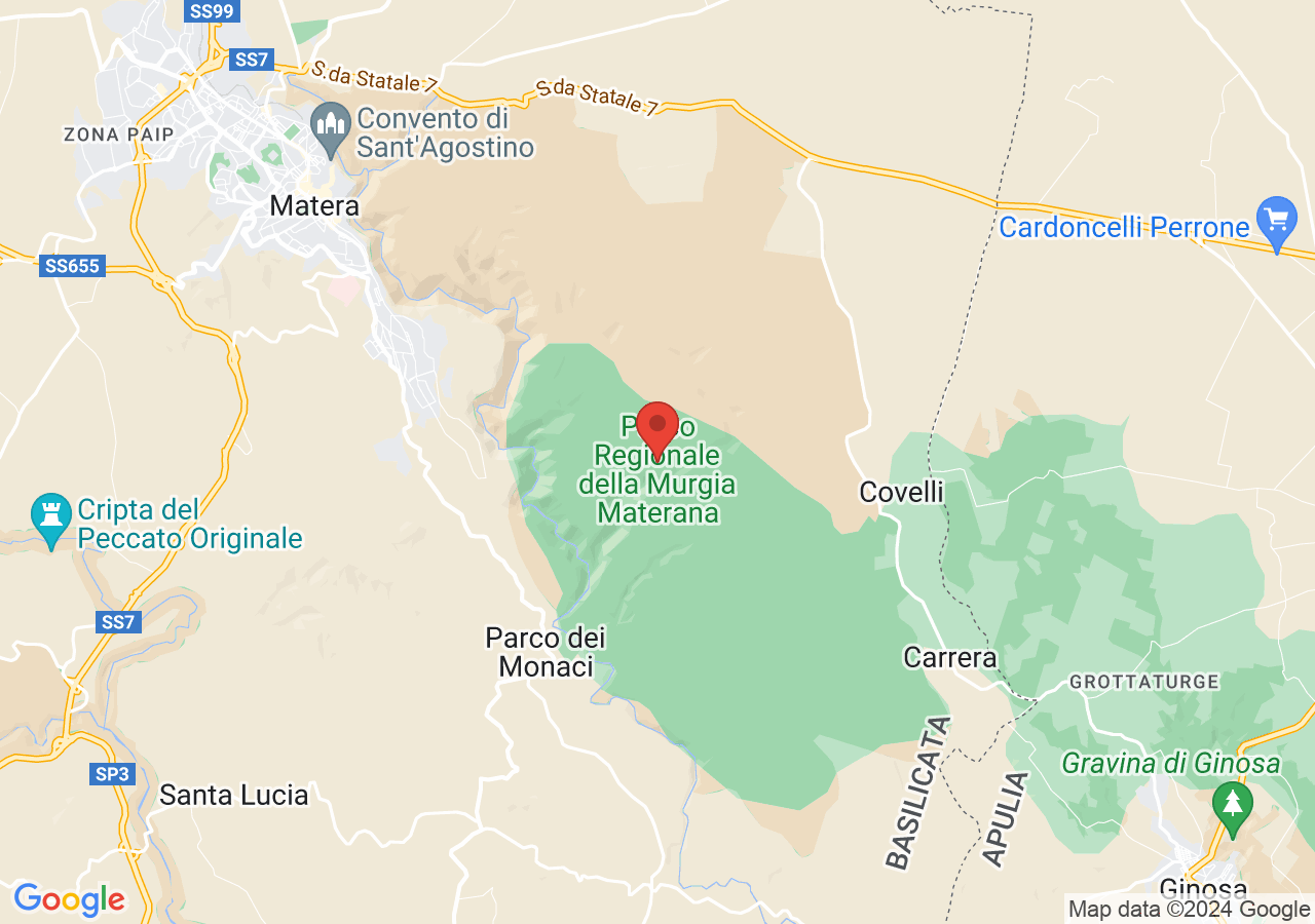 Mappa di Parco archeologico storico naturale delle chiese rupestri del materano