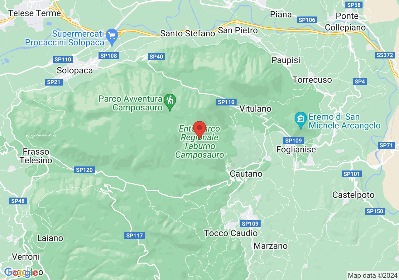 Mappa di Parco regionale del Taburno - Camposauro e Sentiero Italia CAI - Cautano