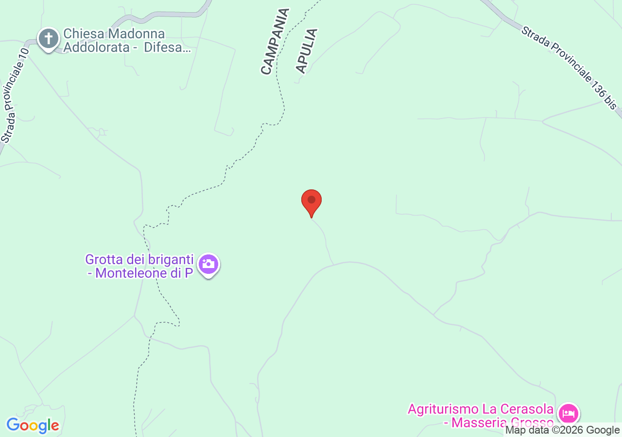 Mappa di Bosco di Selva Mala e Grotta del Brigante a Monteleone di Puglia