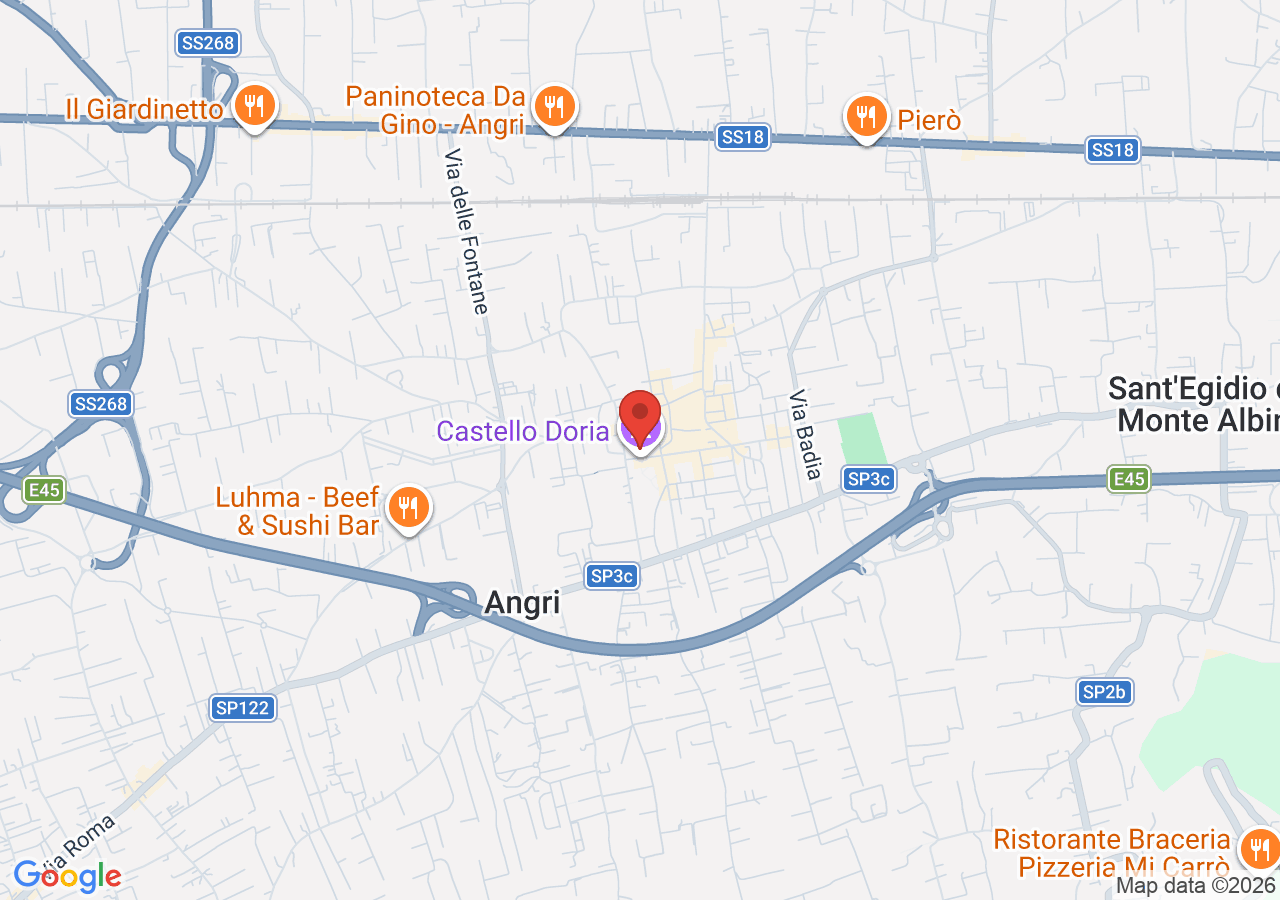 Mappa di Castello Doria e Villa Comunale ad Angri