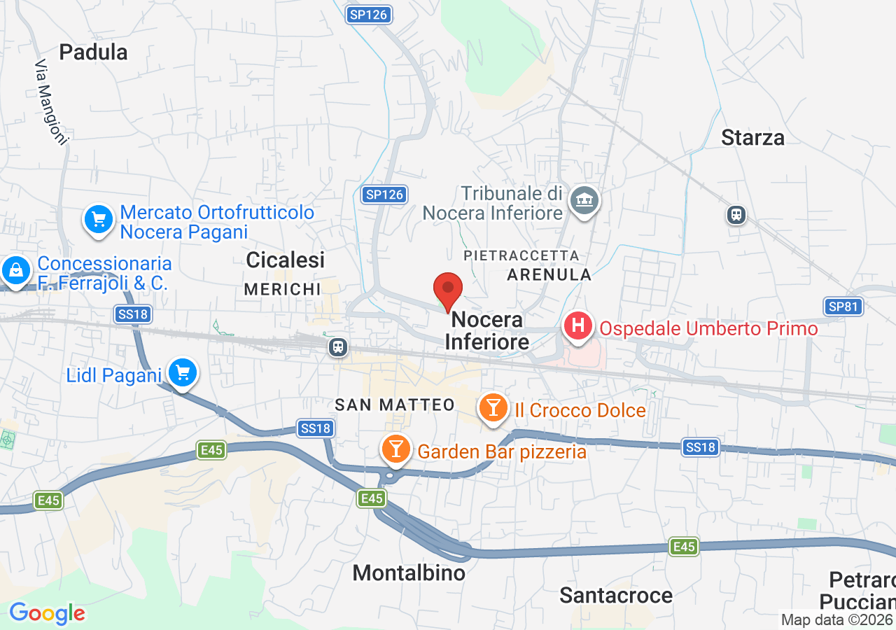 Mappa di Collina di Sant’Andrea e Castello del Parco Fienga a Nocera Inferiore