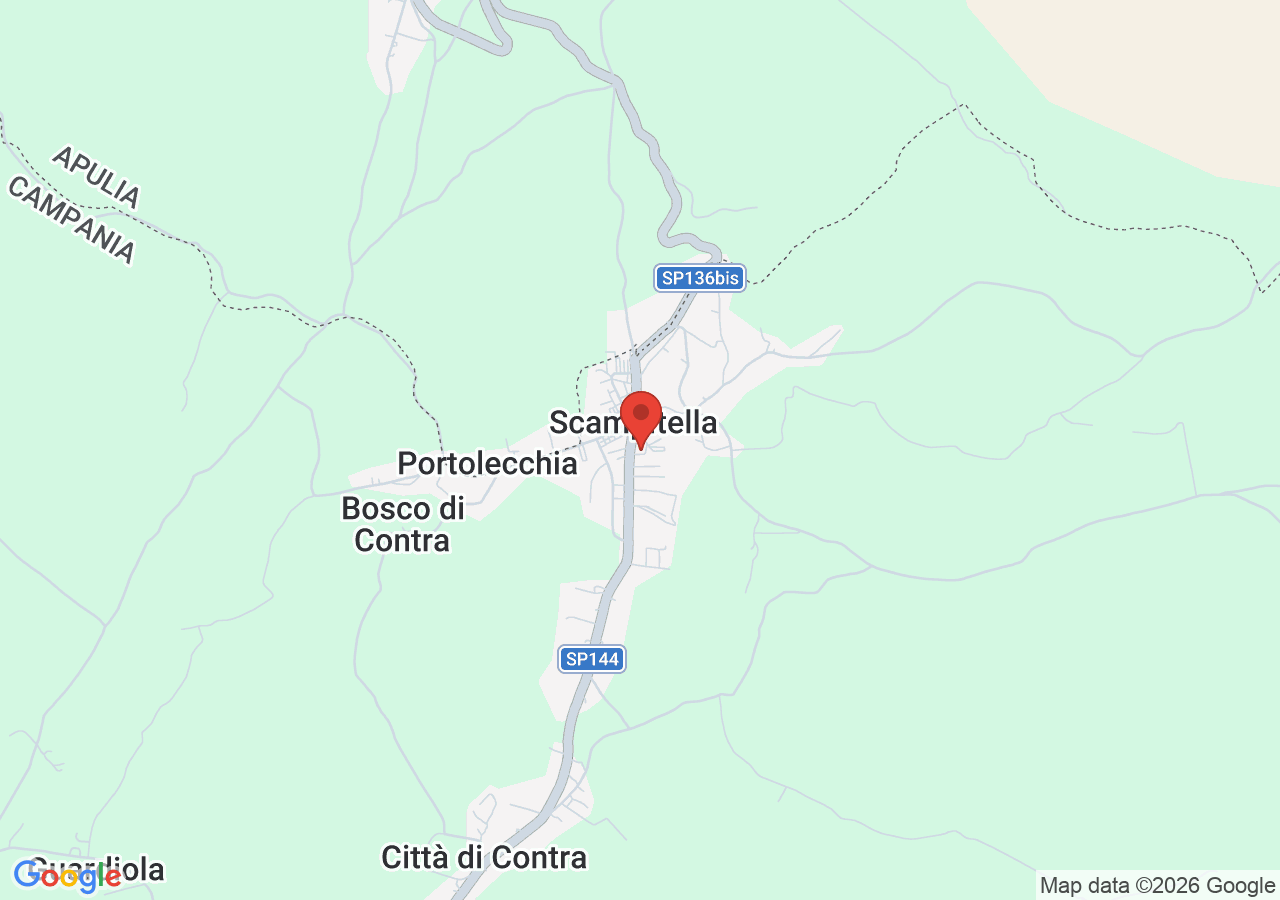 Mappa di Reperti archeologici di Piano di Contra e Guardiola a Scampitella