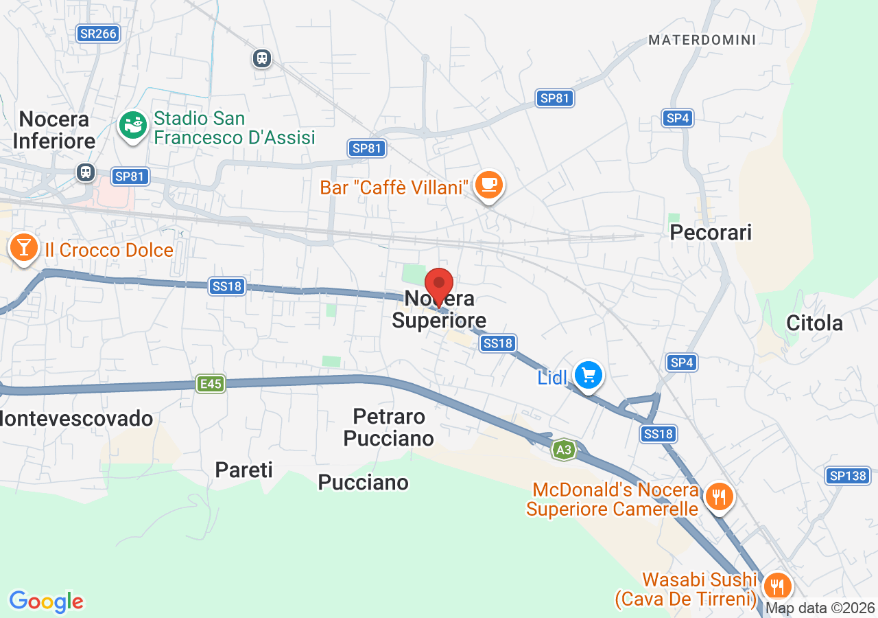 Mappa di Area archeologica diffusa di Nuceria Alfaterna a Nocera Superiore
