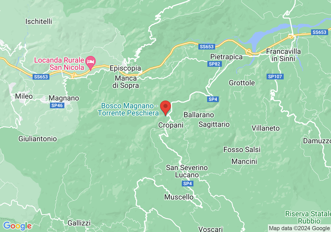 Mappa di Torrente Peschiera nel Bosco Magnano - Castelluccio Superiore